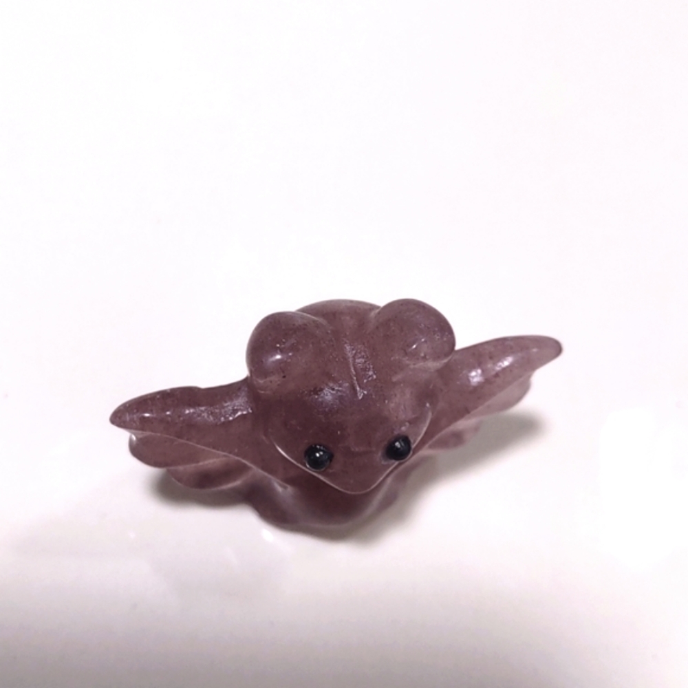 Strawberry Quartz Bat Carving Crystal Imperfections color Variations 1x1.5 - Picture 5 of 9
